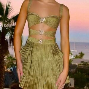 Women Starfish Glitter Mini Dress Sexy Cut Out Backless Dresses Ruched Ruffle